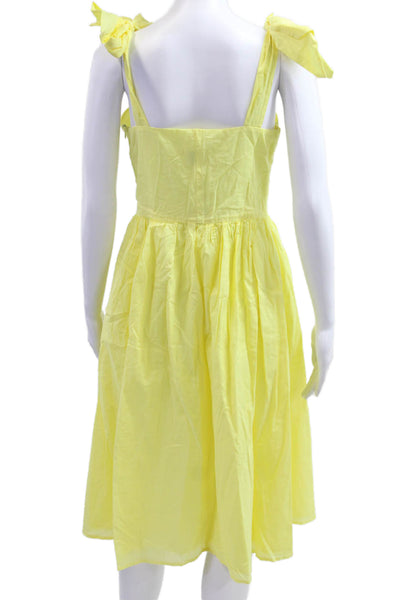 Iris & Ink Women Yellow A-Line Sundress V-Neck Sleeveless Short Cotton Size 10