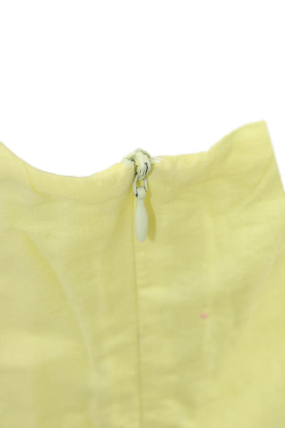 Iris & Ink Women Yellow A-Line Sundress V-Neck Sleeveless Short Cotton Size 10