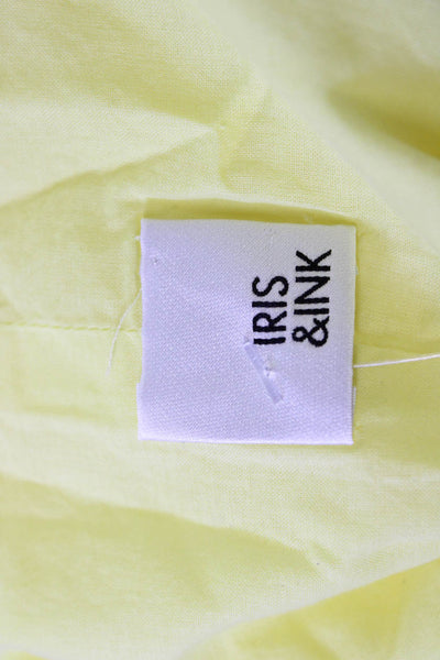 Iris & Ink Women Yellow A-Line Sundress V-Neck Sleeveless Short Cotton Size 10