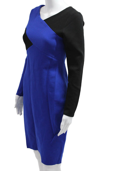 Milly Women Sheath Dress Black Long Sleeve Geometric Zip Size 4