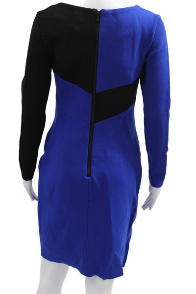 Milly Women Sheath Dress Black Long Sleeve Geometric Zip Size 4