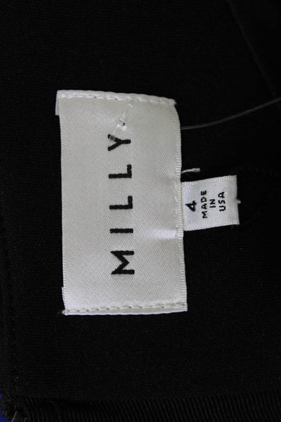 Milly Women Sheath Dress Black Long Sleeve Geometric Zip Size 4