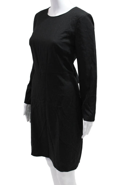 J Crew Women Sheath Dress Black Long Sleeve Mid Calf Size 6
