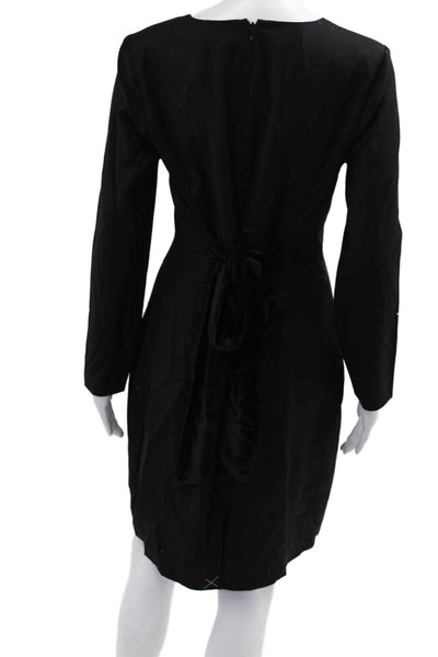 J Crew Women Sheath Dress Black Long Sleeve Mid Calf Size 6