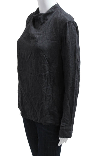 Uniqlo Women Basic Mock Neck Long Sleeve Rayon Top Dark Gray Size M