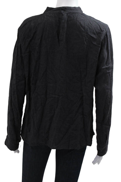 Uniqlo Women Basic Mock Neck Long Sleeve Rayon Top Dark Gray Size M