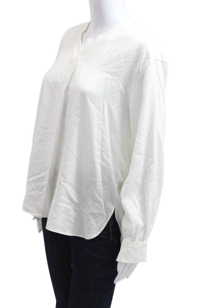 Uniqlo Women Basic V-Neck Long Sleeve Blouse White Size M