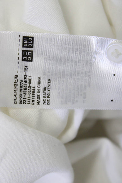 Uniqlo Women Basic V-Neck Long Sleeve Blouse White Size M