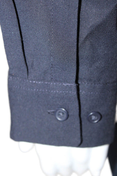 Uniqlo Womens Collared Long Sleeve Button-Up Top Black Rayon Blend Size M