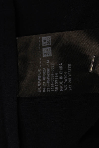 Uniqlo Womens Collared Long Sleeve Button-Up Top Black Rayon Blend Size M