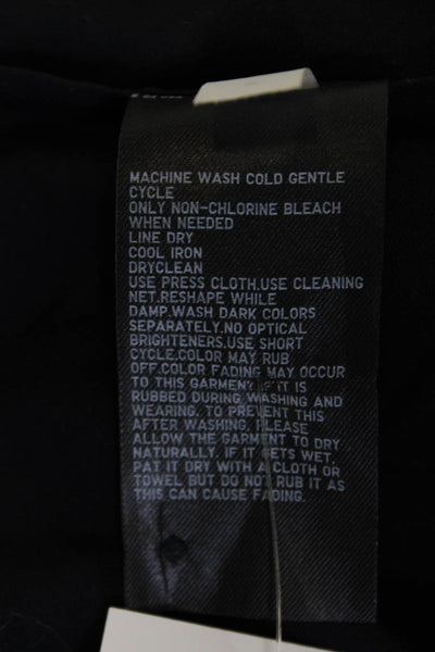 Uniqlo Womens Collared Long Sleeve Button-Up Top Black Rayon Blend Size M