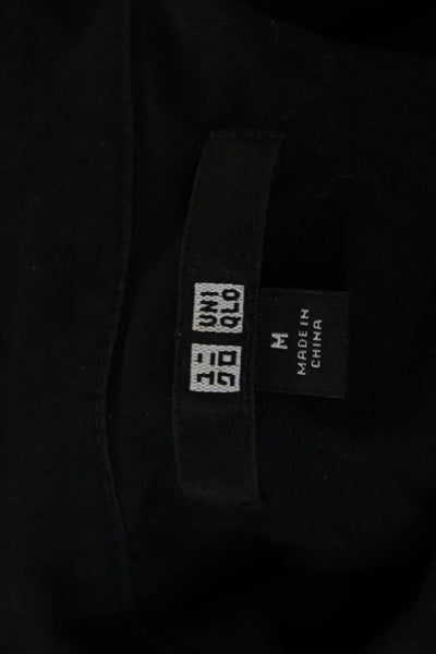 Uniqlo Women Collared Button-Up Rayon Long Sleeve Basic Black Top Size M