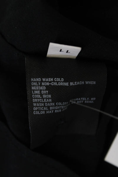 Uniqlo Women Collared Button-Up Rayon Long Sleeve Basic Black Top Size M