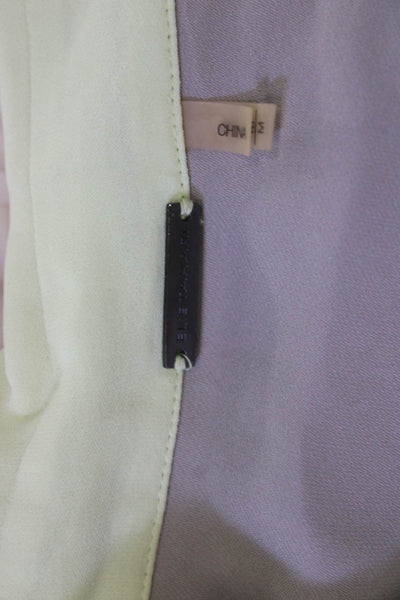 Elie Tahari Women Collared Button 100% Silk Blouse Beige 3/4 Sleeve Size M
