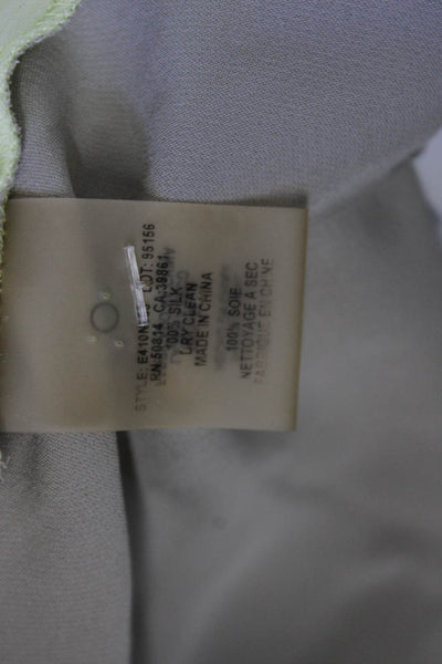 Elie Tahari Women Collared Button 100% Silk Blouse Beige 3/4 Sleeve Size M