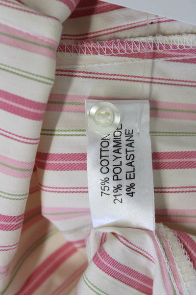 Thomas Pink Womens Striped Collared Button-Up Long Sleeve Beige Blouse Size 8