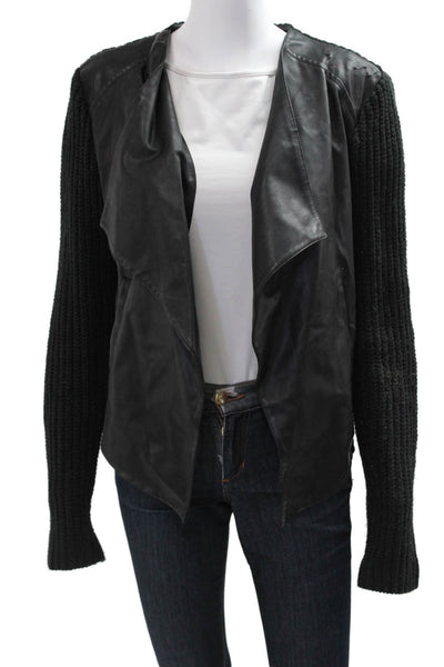 BB Dakota Women Biker Black 100% Polyurethane Jacket Long Sleeve Size M