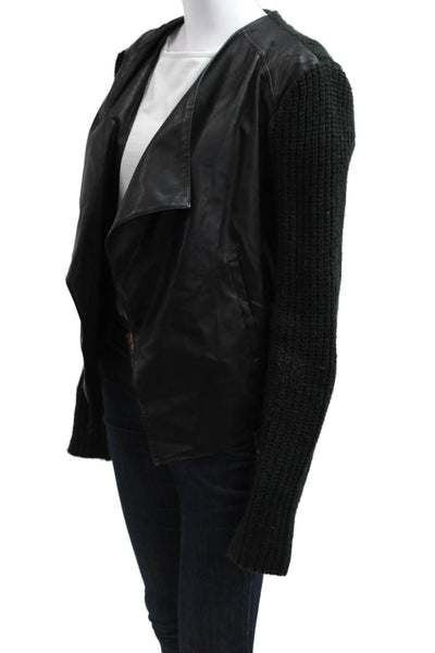 BB Dakota Women Biker Black 100% Polyurethane Jacket Long Sleeve Size M