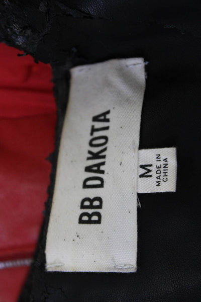BB Dakota Women Biker Black 100% Polyurethane Jacket Long Sleeve Size M