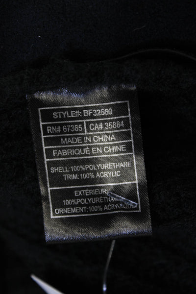 BB Dakota Women Biker Black 100% Polyurethane Jacket Long Sleeve Size M