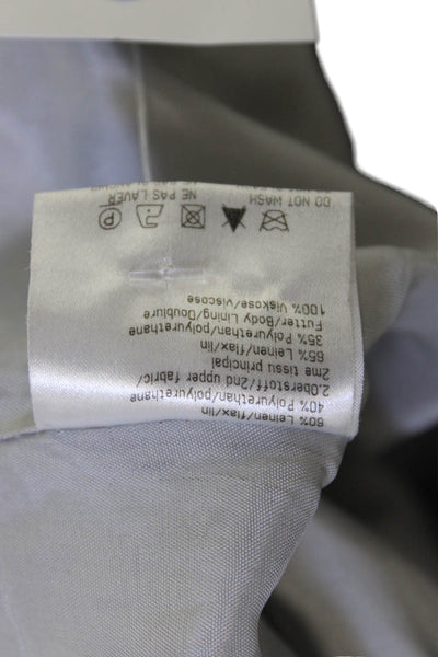 BASLER Womens Gray Linen Viscose Windbreaker Button Collar Long Sleeve Size 38
