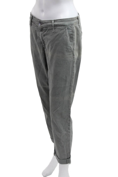 AG Women Cropped Chinos Gray Button Waist Size 28