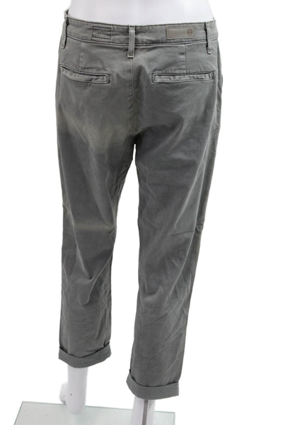 AG Women Cropped Chinos Gray Button Waist Size 28