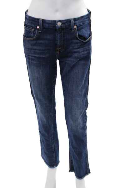 7 For All Mankind Women Straight Dark Blue Mid Rise Jeans Size 28