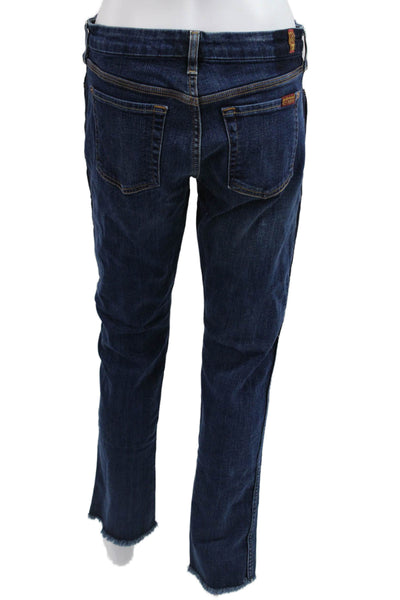 7 For All Mankind Women Straight Dark Blue Mid Rise Jeans Size 28