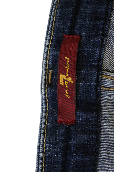 7 For All Mankind Women Straight Dark Blue Mid Rise Jeans Size 28