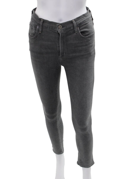 Citizens of Humanity Women Dark Gray Mid-Rise Ankle Skinny Jeans Size 28
