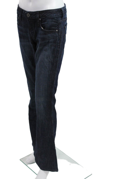 William Rast Womens Flared Jeans Dark Blue Mid Rise Button Size 28