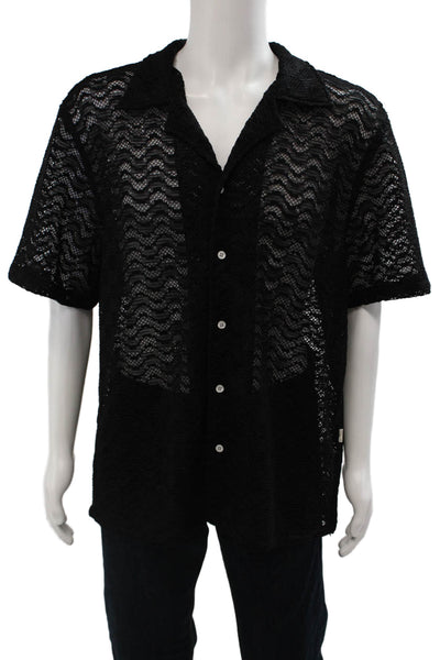 Aime Leon Dore Mens Button Down Shirt Black Size Extra Extra Large
