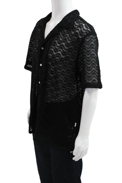 Aime Leon Dore Mens Button Down Shirt Black Size Extra Extra Large