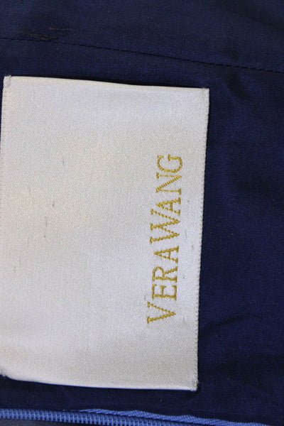 Vera Wang Women Sheath Satin Blue Sleeveless Full Length Dress Size 6
