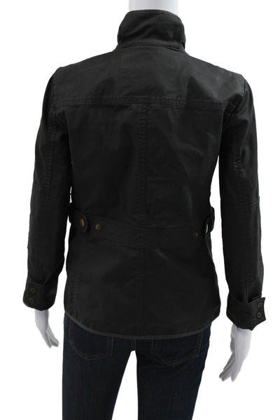 J Crew Womens Military Jacket Black Cotton Button Long Sleeve Size XS
