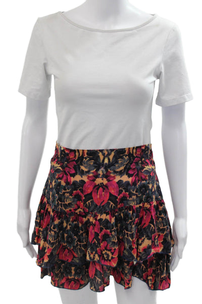 Sam & Lavi Womens Black Floral Rayon Flare Mini Skirt Size S