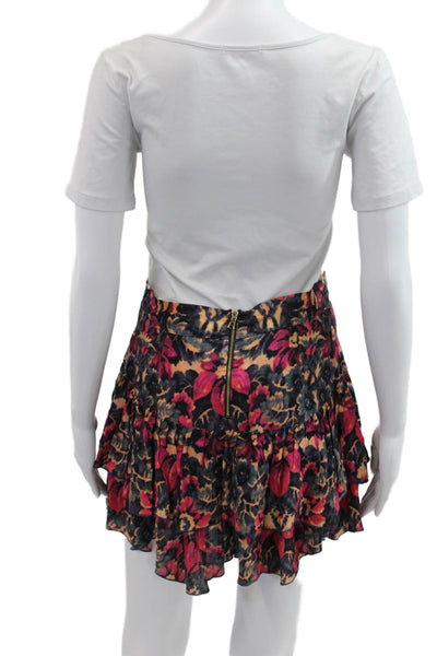 Sam & Lavi Womens Black Floral Rayon Flare Mini Skirt Size S