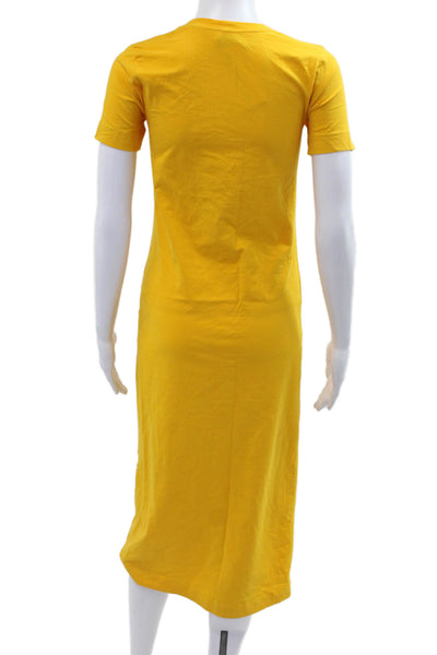Tanya Taylor Womens Yellow Floral T-Shirt Dress Short Sleeve Midi Size XS