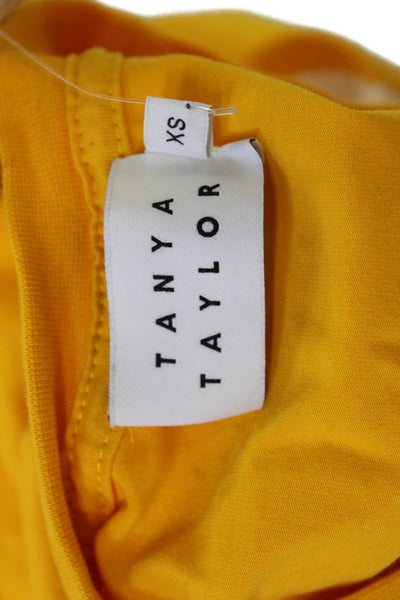 Tanya Taylor Womens Yellow Floral T-Shirt Dress Short Sleeve Midi Size XS