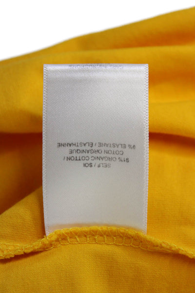 Tanya Taylor Womens Yellow Floral T-Shirt Dress Short Sleeve Midi Size XS