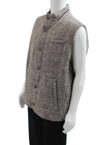 Peter Millar Mens Quilted Dark Blue Cotton Mock Neck Button Jacket Size 2XL