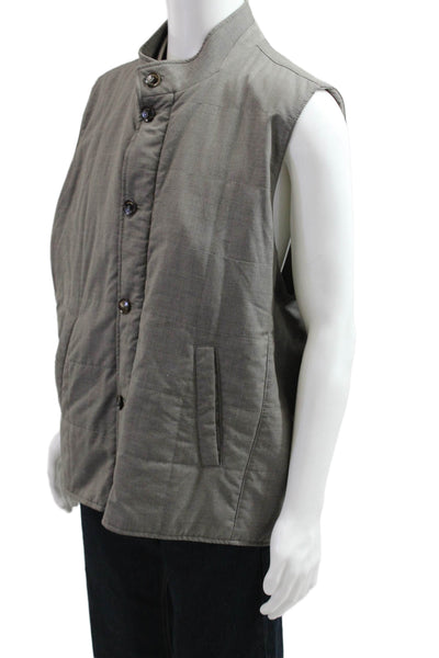 Peter Millar Mens Quilted Gray 100% Wool Vest Mock Neck Sleeveless Size 2XL