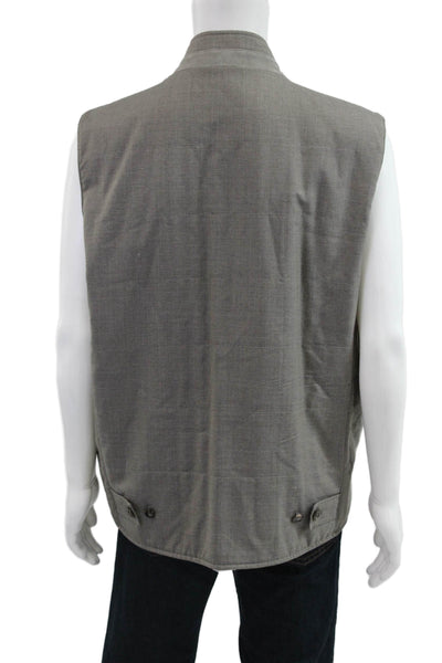Peter Millar Mens Quilted Gray 100% Wool Vest Mock Neck Sleeveless Size 2XL