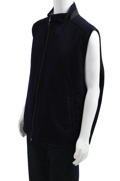 Peter Millar Mens Quilted Gray 100% Wool Vest Mock Neck Sleeveless Size 2XL