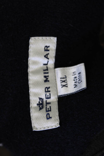 Peter Millar Mens Dark Blue Mock Neck Sleeveless Vest Cotton Linen Size 2XL