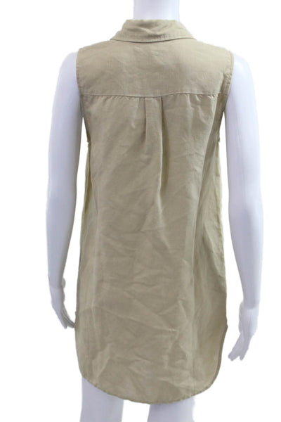 ONIA Women Tunic Dress Button-Up Collared Sleeveless Beige Size S