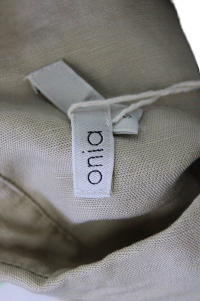 ONIA Women Tunic Dress Button-Up Collared Sleeveless Beige Size S