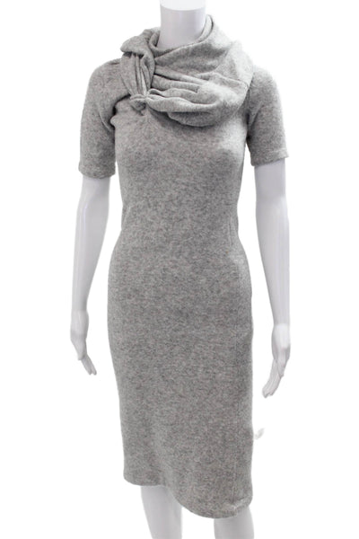 Ser.O.Ya Women Sweater Dress Turtleneck Short Sleeve Wool Gray Midi Size XS