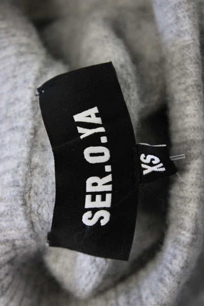 Ser.O.Ya Women Sweater Dress Turtleneck Short Sleeve Wool Gray Midi Size XS